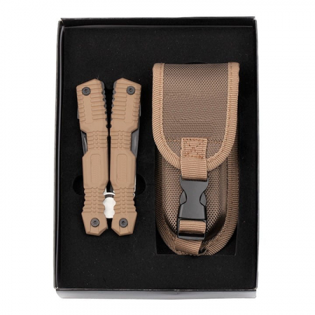 Cleste multifunctional IdeallStore®, Survival Gear, otel inoxidabil, 16 functii, 24 cm, bej, husa inclusa [11]