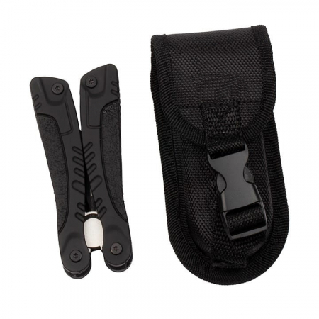 Cleste multifunctional IdeallStore®, Survival Gear, otel inoxidabil, 18 functii, 24 cm, negru, husa inclusa [10]
