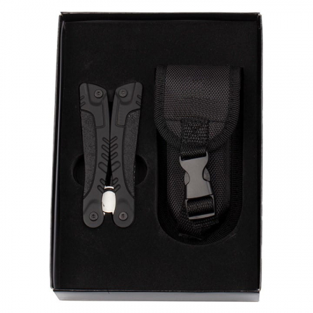 Cleste multifunctional IdeallStore®, Survival Gear, otel inoxidabil, 18 functii, 24 cm, negru, husa inclusa [12]