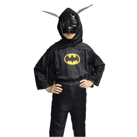 Costume Halloween copii - Costum Batman cu muschi, masca si pelerina, carnaval, 7-9 ani, 120-130 cm