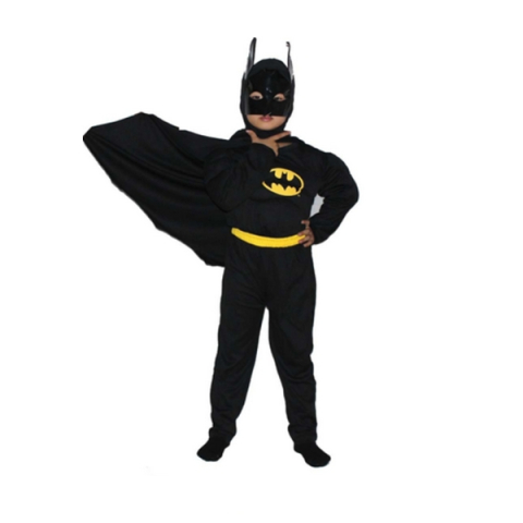 Costume si seturi pentru copii - Costum Batman cu muschi, masca si pelerina DEPOX®, carnaval, 5-7 ani, 110-120 cm