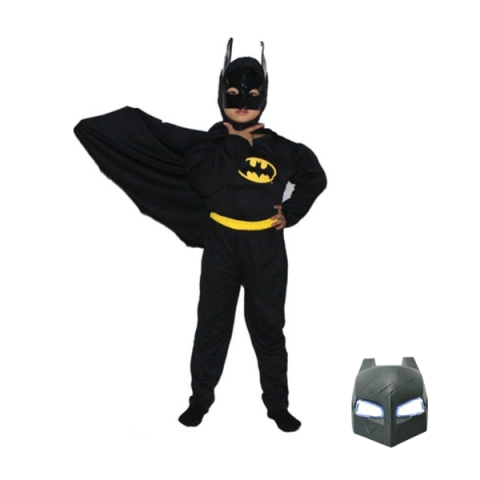 Costume si seturi pentru copii - Costum Batman cu muschi si masca LED DEPOX®, carnaval, 7-9 ani, 120-130 cm