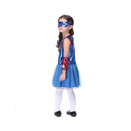 Costum Captain America fete, Albastru, 3-5 ani, 100-110 cm [1]
