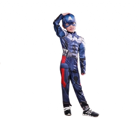 Costume Halloween copii - Costum cu muschi carnaval Captain America, Marvel, 5-7 ani , 110-120 cm
