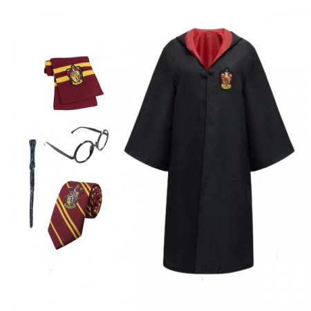Costume si seturi pentru copii - Costum carnaval copii Harry Potter cu cravata,ochelari,bagheta si fular,7-9 ani