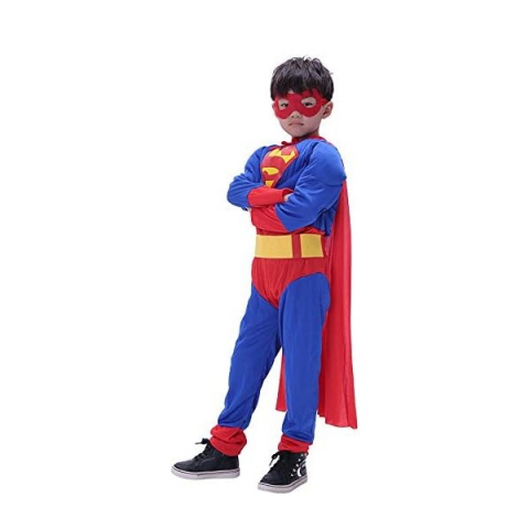 Costum carnaval Superman cu muschi pentru copii, Justice, rosu-albastru, 5-7 ani, 110-125 cm [1]