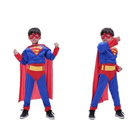 Costum carnaval Superman cu muschi pentru copii, Justice, rosu-albastru, 5-7 ani, 110-125 cm [3]