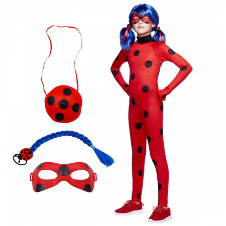 Costume si seturi pentru copii - Costum copii, Buburuza Miraculoasa, combinezon, coada, masca si gentuta, 3-5 ani, 100-110 cm
