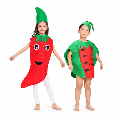 Costume si seturi pentru copii - Set 2 costume pentru copii Pepene si Ardei, DEPOX®, verde/rosu, marime universala