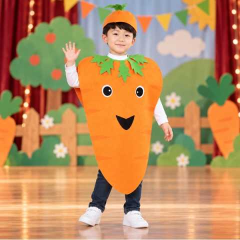 Set 2 costume pentru copii, Porumb și Morcov DEPOX®, portocaliu/galben, marime universala [4]