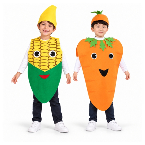 Costume si seturi pentru copii - Set 2 costume pentru copii, Porumb și Morcov DEPOX®, portocaliu/galben, marime universala