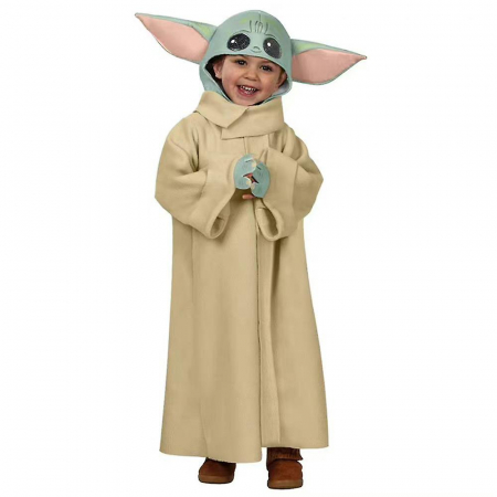 Costume si seturi pentru copii - Costum pentru copii, Baby Yoda, bej, masca inclusa, 5-7 ani, 110-120 cm