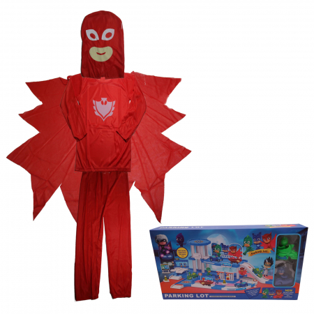 Costume si seturi pentru copii - Costum pentru copii, Red Owl, rosu, jucarie inclusa, 5-7 ani, 110-120 cm