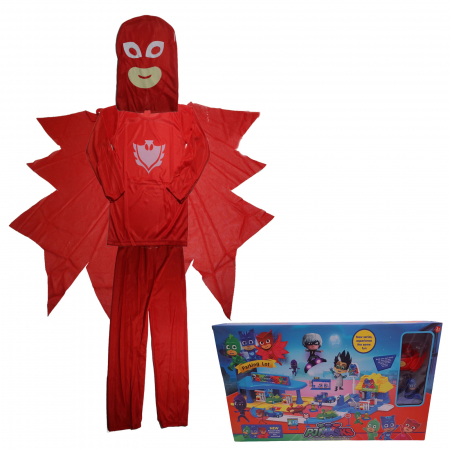 Costume si seturi pentru copii - Costum pentru copii, Red Owl, rosu, parcare cadou, 3-5 ani, 100-110 cm