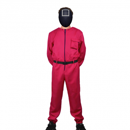 Costum pentru copii IdeallStore®, Jocul Calamarului, 7-9 ani, rosu, centura inclusa [0]