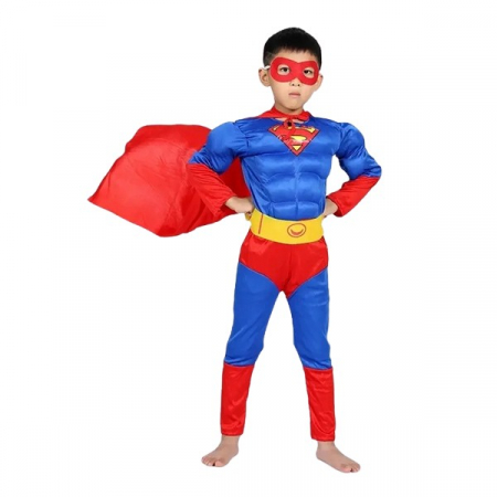 Costum Superman cu muschi, 3-5 ani , Albastru , Halloween [2]
