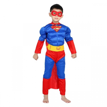 Costum Superman cu muschi, 3-5 ani , Albastru , Halloween [3]