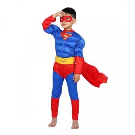 Costum Superman cu muschi, 3-5 ani , Albastru , Halloween [1]