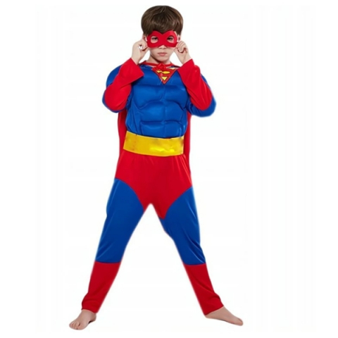 Costum Superman cu muschi, pelerina si masca, 7-9 ani, 120-130 cm [2]