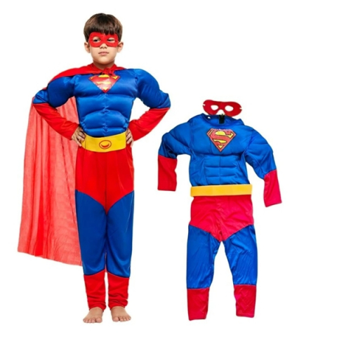 Costum Superman cu muschi, pelerina si masca, 3-5 ani, 100-110 cm [3]
