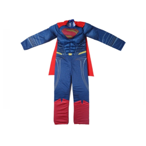 Costum Superman cu Mușchi pentru Copii DEPOX®, Salopetă, Pelerină și Mască, 7-9 Ani, 120-130 cm [5]