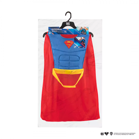 Costum Superman pentru copii, Man of Steel, bust si pelerina, poliester, albastru, 4-6 ani [2]