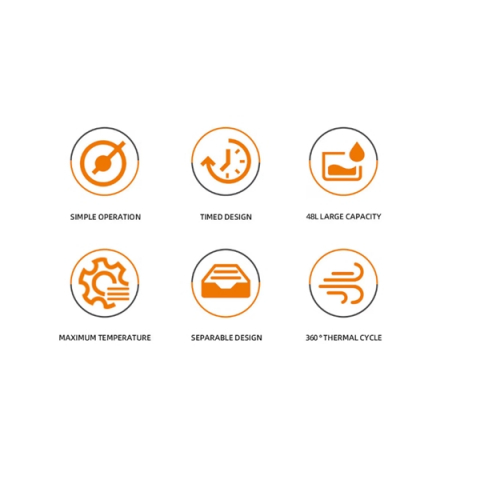 Cuptor electric 360°, Timer, Tuburi inox 304, 2000W, 48L, Roșu [6]