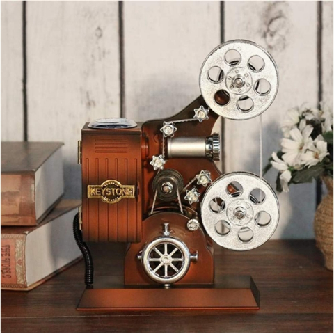 Cutie muzicala retro tip proiector de film, 20x6x16 plastic, maro [6]
