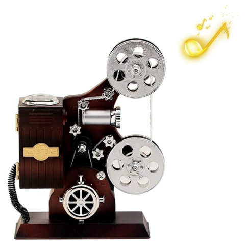 Cutie muzicala retro tip proiector de film, 20x6x16 plastic, maro [2]