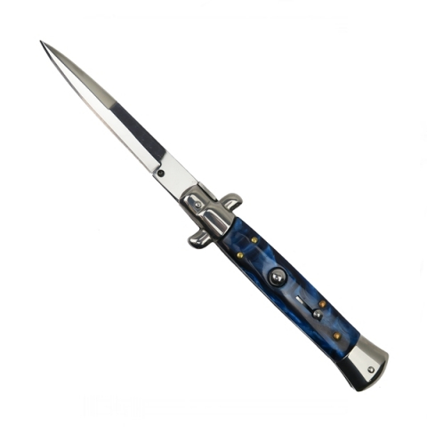 Bricege - Cuțit automat Blue Marble, lamă stiletto, 23 cm
