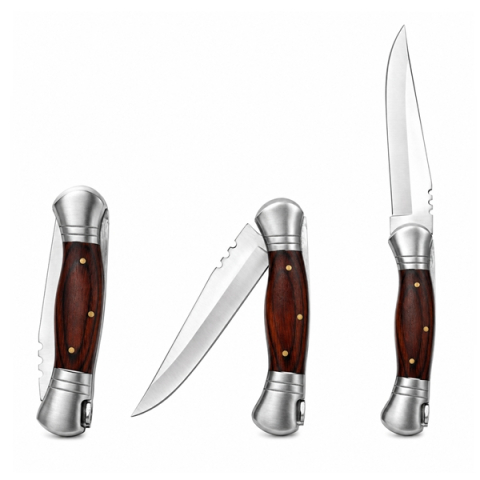 Set 2 cutite pliabile outdoor cu aspect lemn, DEPOX®, 37 cm /28,5 cm, maro [5]