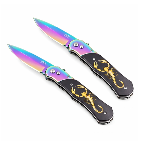 Bricege - Set doua cutite automate, DEPOX®, design compact, 24 cm, multicolor