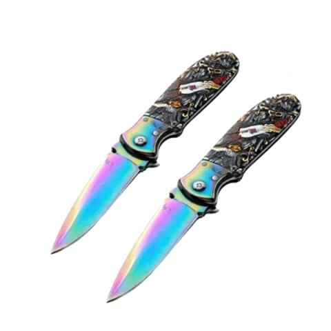 Bricege - Set de doua cutite automate, DEPOX®, lamă multicolora, 24 cm, husa inclusa