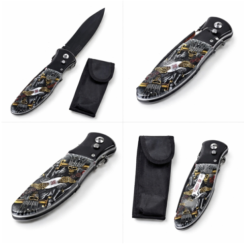 Set de doua cutite automate, DEPOX®, maner decorativ, 24 cm, multicolor [2]