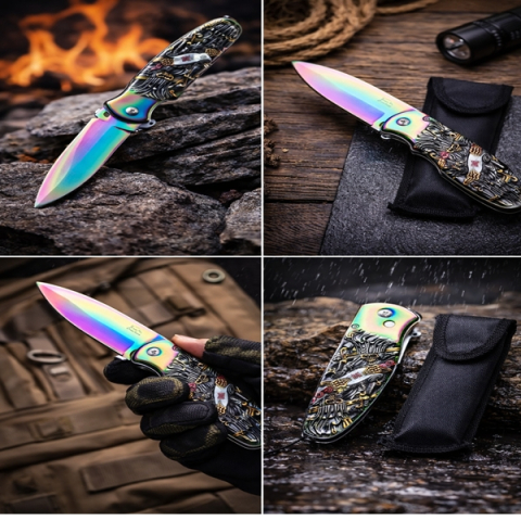 Cutit automat, DEPOX®, lamă multicolora, 24 cm, husa inclusa [3]