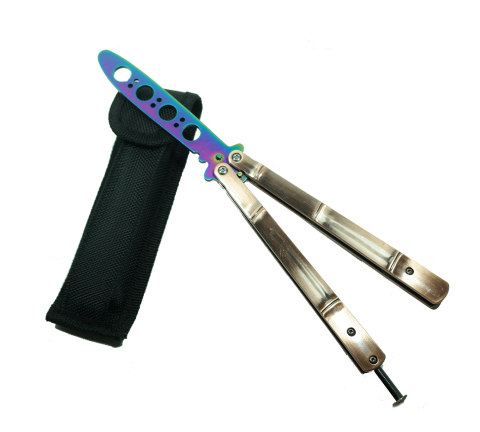 Cutit - Briceag fluture - Balisong - Butterfly, rainbow, pentru antrenament [1]