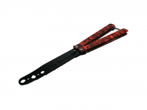 Briceag fluture IdeallStore®, Happy Orange Skulls, pentru antrenament, 22 cm [1]