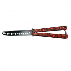 Briceaguri fluture & antrenament - Briceag fluture IdeallStore®, Happy Orange Skulls, pentru antrenament, 22 cm