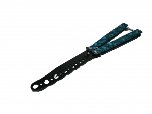 Briceag fluture IdeallStore®, Happy Blue Skulls, pentru antrenament, 22 cm [1]