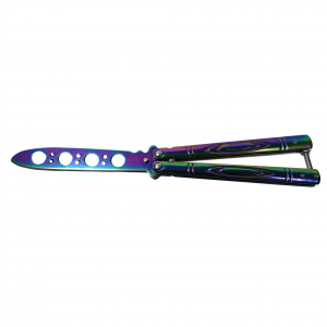 Briceag fluture IdeallStore®, Rainbow Strike, pentru antrenament, 21.5 cm