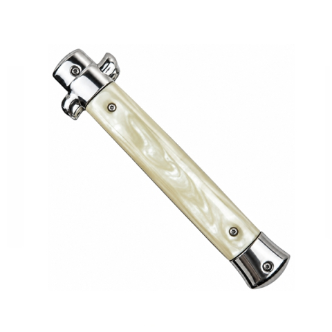 Cuțit cu lamă tip stiletto automat DEPOX®, mâner alb, 27 cm, cu husă inclusa [2]