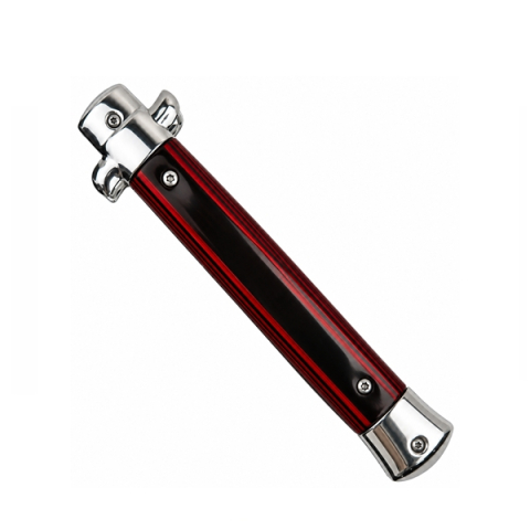 Cuțit cu lamă tip stiletto automat DEPOX®, mâner rosu/negru, 27 cm, cu husă inclusa [2]