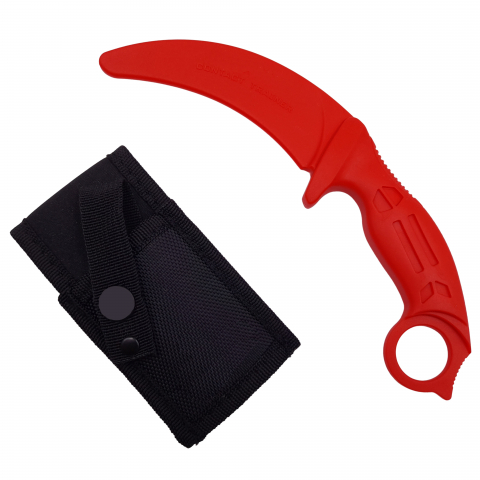 Briceaguri fluture & antrenament - Cutit de antrenament, Tactical Pro, cauciuc, 23.5 cm, rosu, husa inclusa