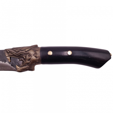 Cutit de bucatarie IdeallStore®, Dragon Breath, otel inoxidabil, maner lemn, 33 cm, negru [1]