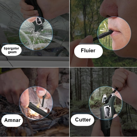 Cuțit de buzunar multifunctional 9 in 1, pliabil, lumină LED, 21 cm [4]