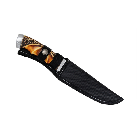 Cutit de vanatoare cu lama fixa DEPOX®, Oțel Inoxidabil ,Husă Cordura, Portocaliu/Negr, 27 cm [4]
