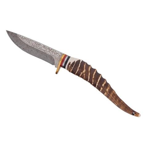 Cuțit de vânătoare cu lamă fixă, oțel inoxidabil 440, mâner imitație corn de cerb, 24 cm [3]