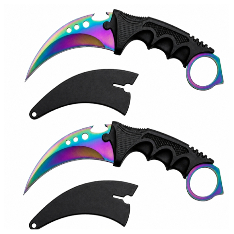 Cutite vanatoare - Set doua cutite de vanatoare DEPOX®, Fade Break, 19 cm, otel, multicolor