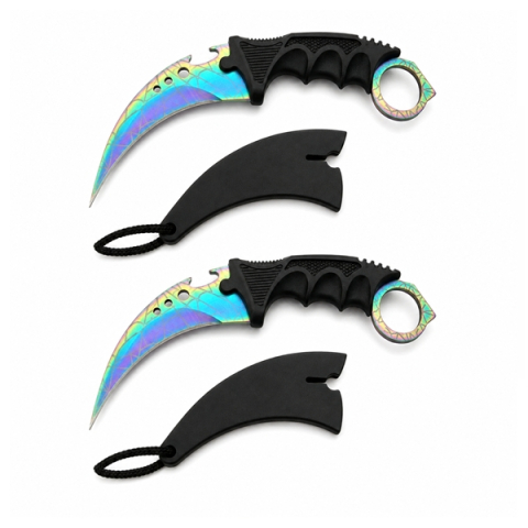 Cutite vanatoare - Set doua cutite de vanatoare DEPOX®, Rainbow Fade, 19 cm, otel, multicolor