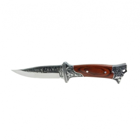 Cutit de vanatoare, design gravat, maner lemn, 28 cm, maro [3]
